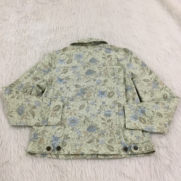 Women’s Blue green spring floral button down jean jacket size small peti… - Picture 5 of 5